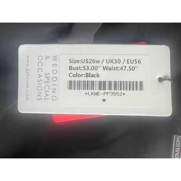 JJ's House Womens Black Tiered Chiffon Evening Dress With Beaded Neckline 26W - Picture 11 of 13